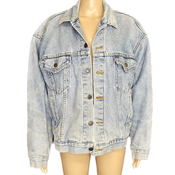 Vintage 80’s Levi’s Stone Wash Denim Jacket Southwest Lined 70417 Size Large